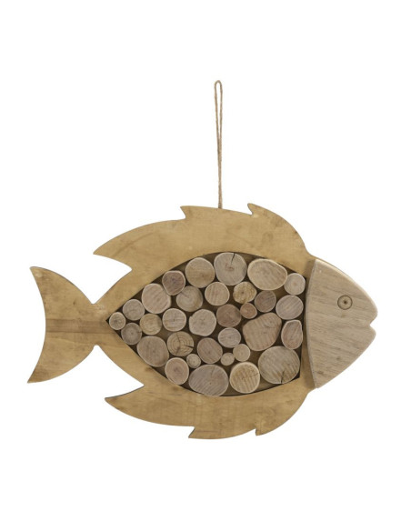 Déco murale originale Poisson à suspendre 42x28 en Bois de pin Bois de hêtre Naturel Elron 