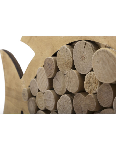 Déco murale originale Poisson à suspendre 42x28 en Bois de pin Bois de hêtre Naturel Elron 