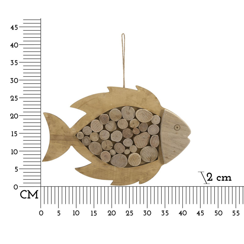 Déco murale originale Poisson à suspendre 42x28 en Bois de pin Bois de hêtre Naturel Elron 
