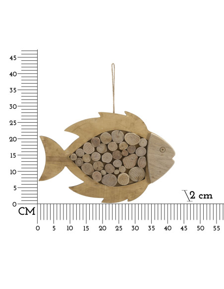 Déco murale originale Poisson à suspendre 42x28 en Bois de pin Bois de hêtre Naturel Elron 
