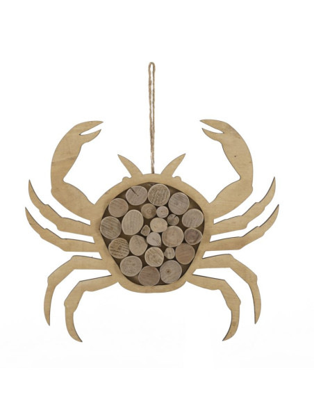 Déco murale originale Crabe à suspendre 35x31 en Bois de pin Bois de hêtre Naturel Jalyn 