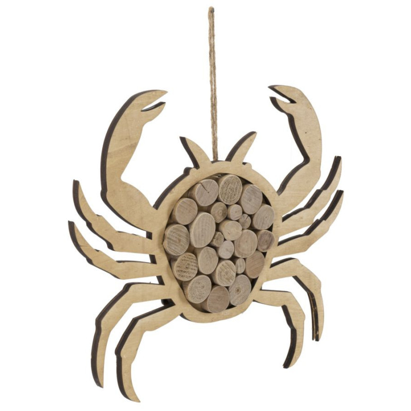 Déco murale originale Crabe à suspendre 35x31 en Bois de pin Bois de hêtre Naturel Jalyn 