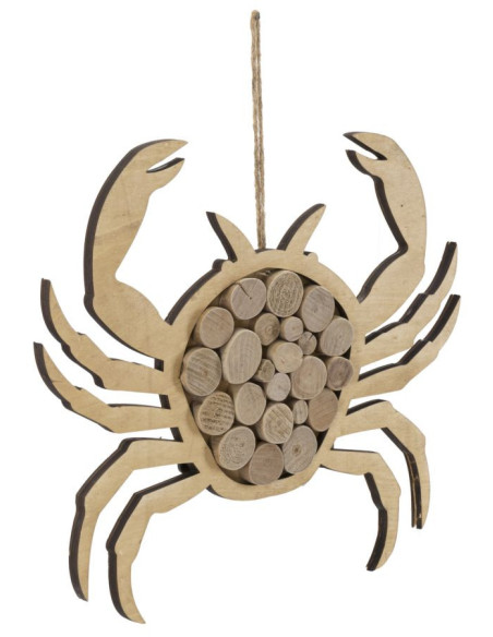 Déco murale originale Crabe à suspendre 35x31 en Bois de pin Bois de hêtre Naturel Jalyn 