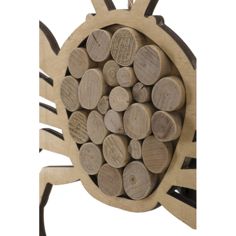 Déco murale originale Crabe à suspendre 35x31 en Bois de pin Bois de hêtre Naturel Jalyn 