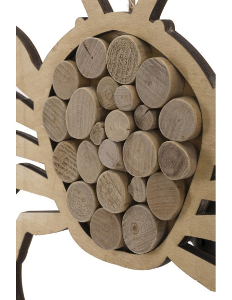 Déco murale originale Crabe à suspendre 35x31 en Bois de pin Bois de hêtre Naturel Jalyn 