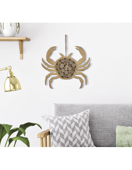 Déco murale originale Crabe à suspendre 35x31 en Bois de pin Bois de hêtre Naturel Jalyn 