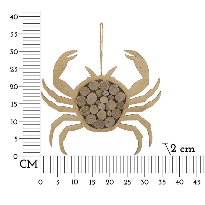 Déco murale originale Crabe à suspendre 35x31 en Bois de pin Bois de hêtre Naturel Jalyn 