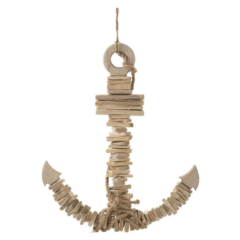 Déco murale originale Ancre à suspendre 39x46 en Bois de pin Bois de hêtre Naturel Zarin 