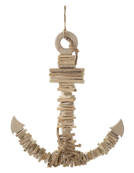 Déco murale originale Ancre à suspendre 39x46 en Bois de pin Bois de hêtre Naturel Zarin 