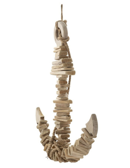 Déco murale originale Ancre à suspendre 39x46 en Bois de pin Bois de hêtre Naturel Zarin 