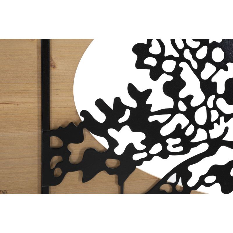Grande Déco murale originale triptyque Arbre 176x90 en Métal Noir Bois Naturel Arvan 
