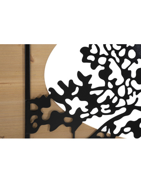 Grande Déco murale originale triptyque Arbre 176x90 en Métal Noir Bois Naturel Arvan 