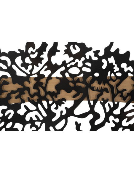 Grande Déco murale originale triptyque Arbre 176x90 en Métal Noir Bois Naturel Arvan 