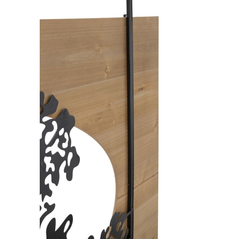 Grande Déco murale originale triptyque Arbre 176x90 en Métal Noir Bois Naturel Arvan 