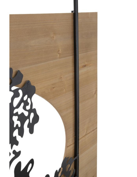 Grande Déco murale originale triptyque Arbre 176x90 en Métal Noir Bois Naturel Arvan 