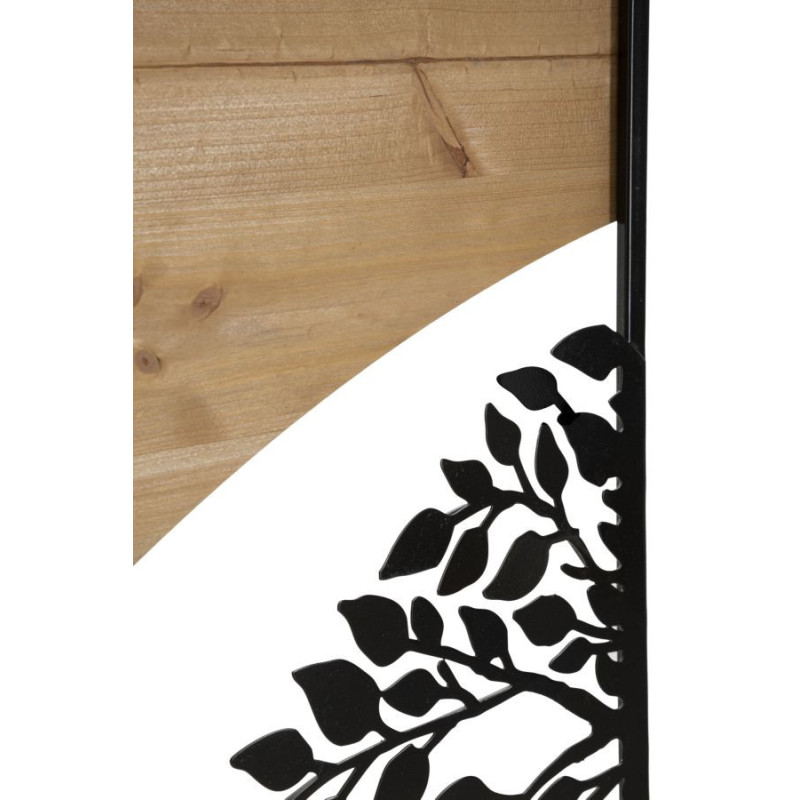 Grande Déco murale originale triptyque Arbre de vie 105x70 en Métal Noir Bois Naturel Kelis 