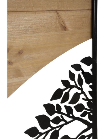 Grande Déco murale originale triptyque Arbre de vie 105x70 en Métal Noir Bois Naturel Kelis 