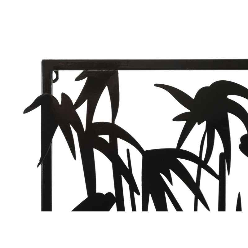 Déco murale originale Bambous 58x80 en Métal Noir Bois Naturel Olian 