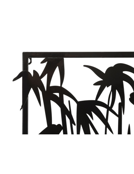 Déco murale originale Bambous 58x80 en Métal Noir Bois Naturel Olian 