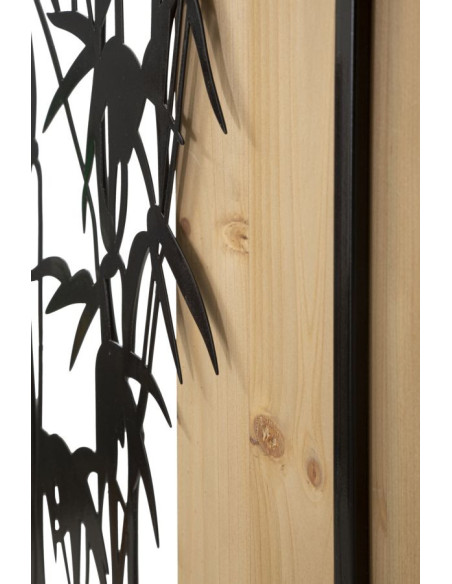 Déco murale originale Bambous 58x80 en Métal Noir Bois Naturel Olian 