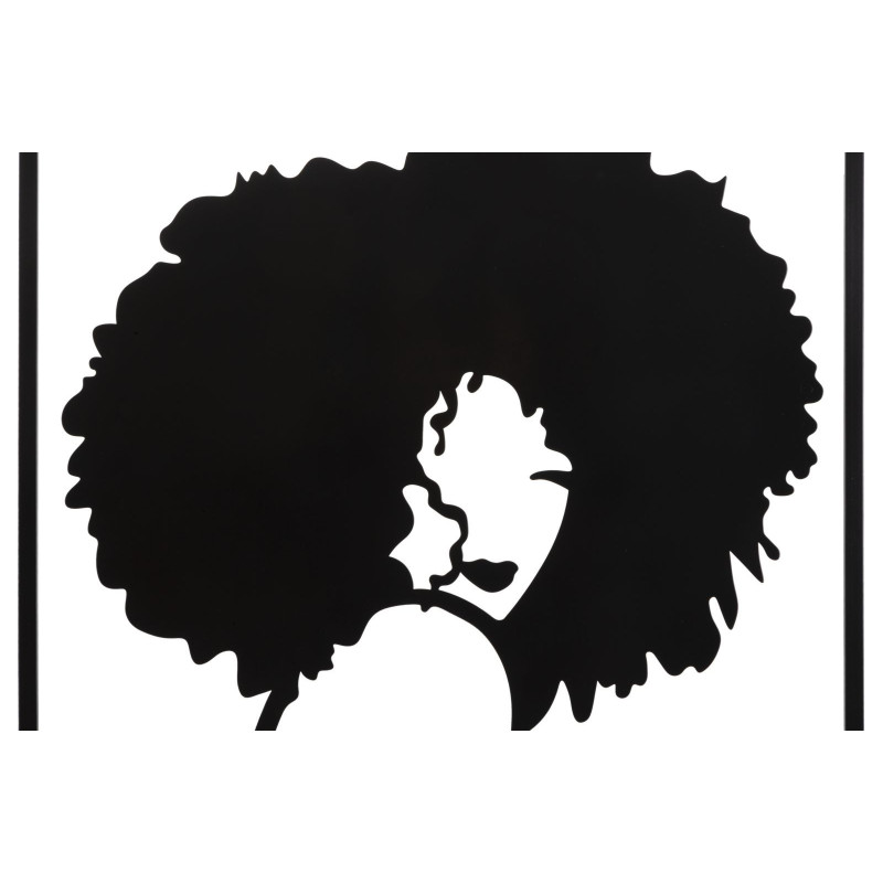 Déco murale moderne Femme coupe afro 60x80 en Métal Noir Bleu Lydra 