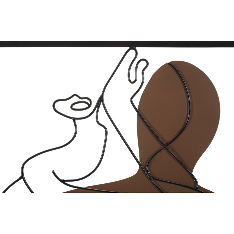 Déco murale moderne Couple Abstrait 60x80 en Métal Noir Marron Beige Varla 