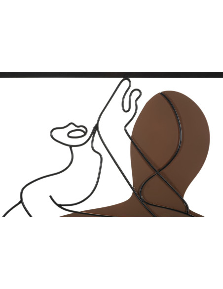 Déco murale moderne Couple Abstrait 60x80 en Métal Noir Marron Beige Varla 