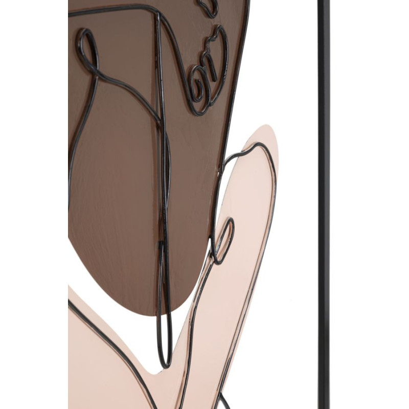 Déco murale moderne Couple Abstrait 60x80 en Métal Noir Marron Beige Varla 