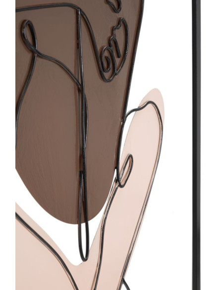 Déco murale moderne Couple Abstrait 60x80 en Métal Noir Marron Beige Varla 