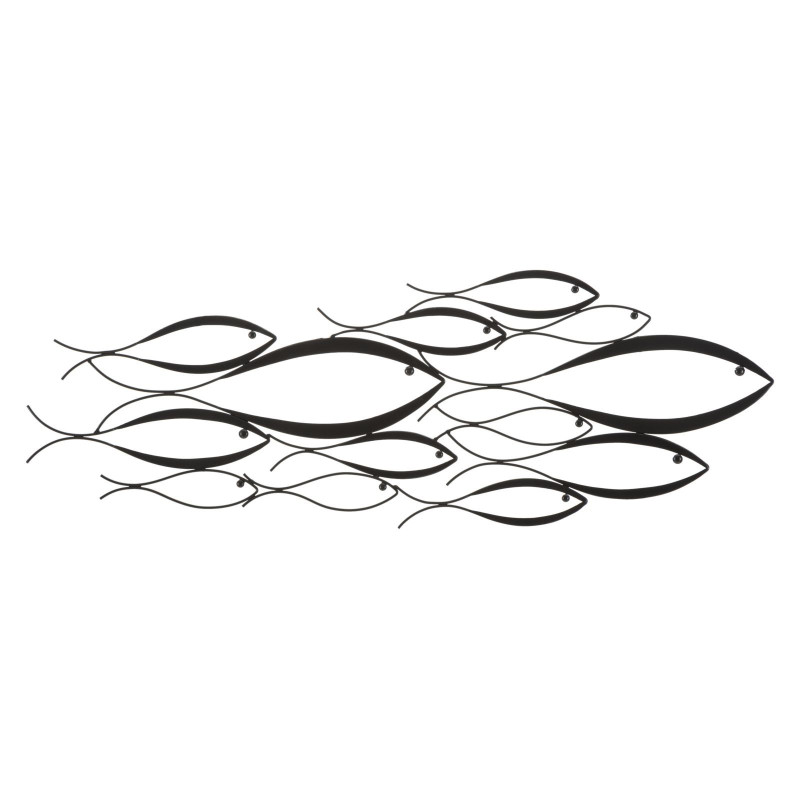 Grande Déco murale moderne Poisson 100x35 en Métal Noir Ceron 