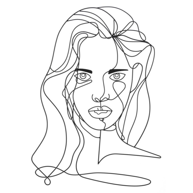 Déco murale moderne Visage Femme 57x80 en Métal Noir Yrena 