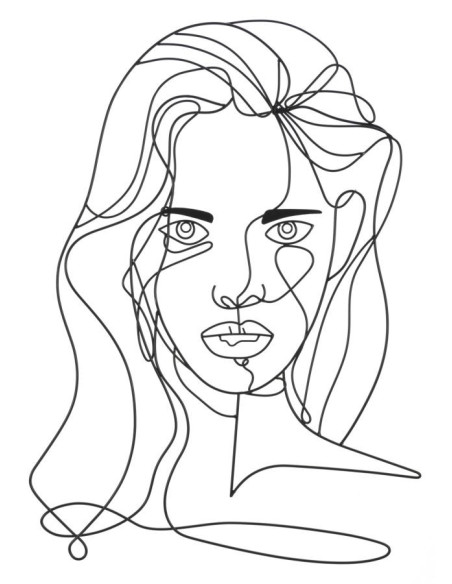 Déco murale moderne Visage Femme 57x80 en Métal Noir Yrena 
