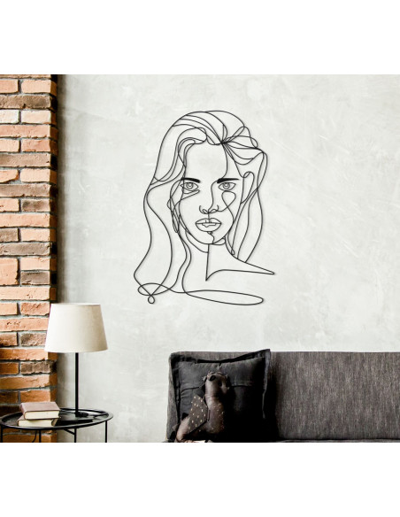 Déco murale moderne Visage Femme 57x80 en Métal Noir Yrena 