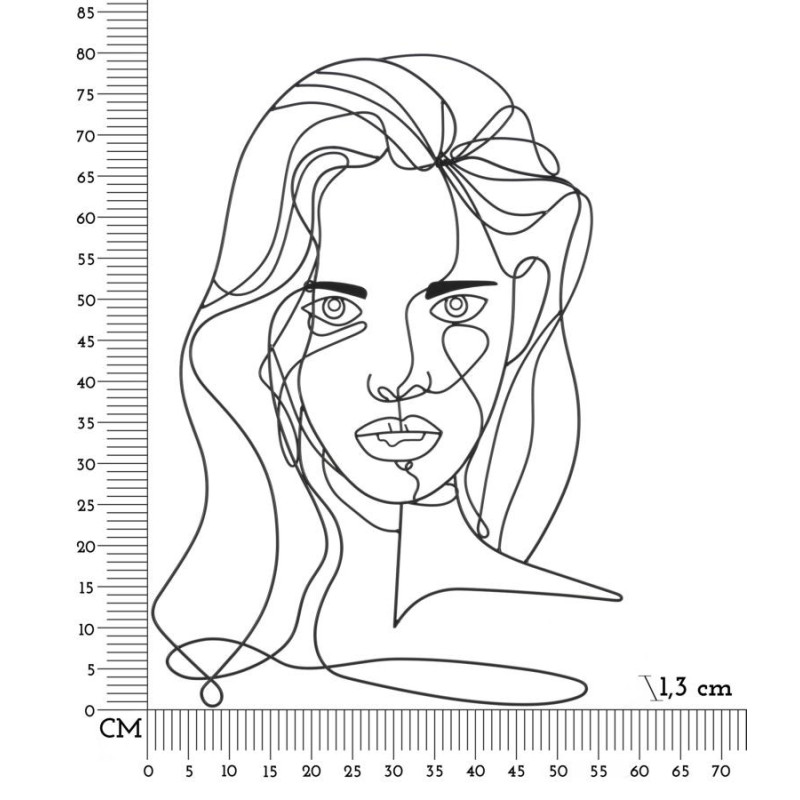 Déco murale moderne Visage Femme 57x80 en Métal Noir Yrena 