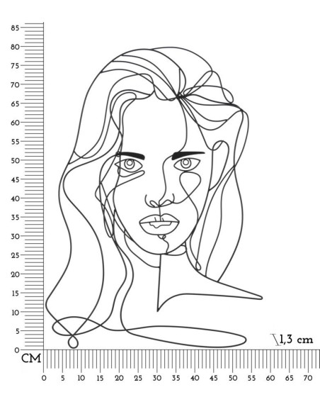 Déco murale moderne Visage Femme 57x80 en Métal Noir Yrena 