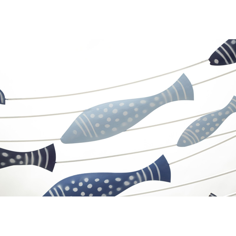 Déco murale moderne Poissons 96x61 en Métal Bleu Blanc Neyla 