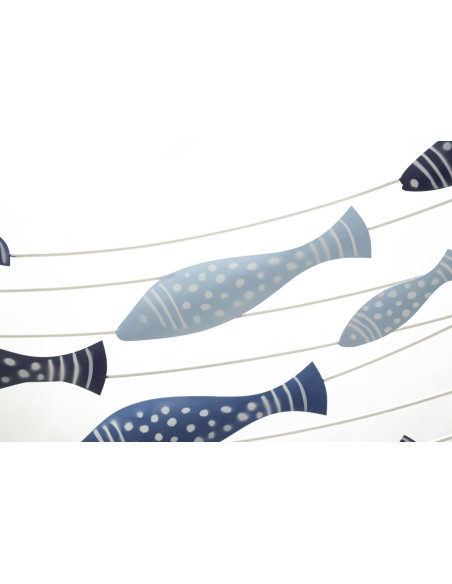 Déco murale moderne Poissons 96x61 en Métal Bleu Blanc Neyla 