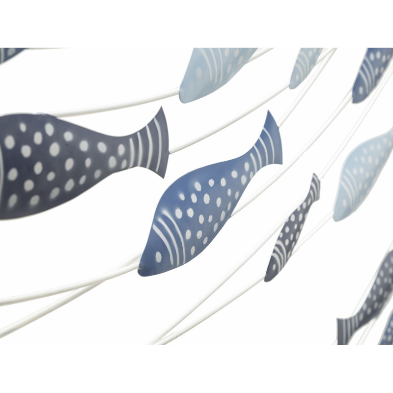 Déco murale moderne Poissons 96x61 en Métal Bleu Blanc Neyla 