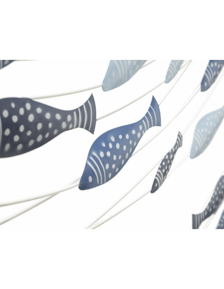 Déco murale moderne Poissons 96x61 en Métal Bleu Blanc Neyla 