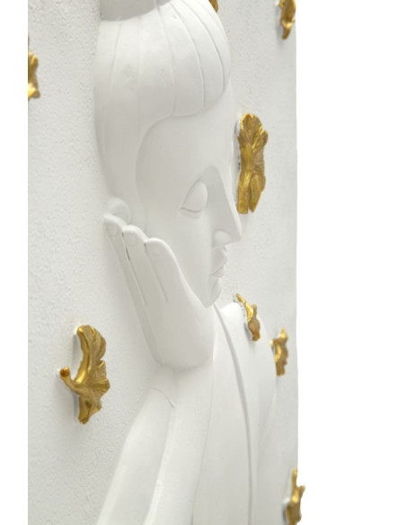 Déco murale zen Bouddha 46x55 en Résine Blanc Doré Zelin 