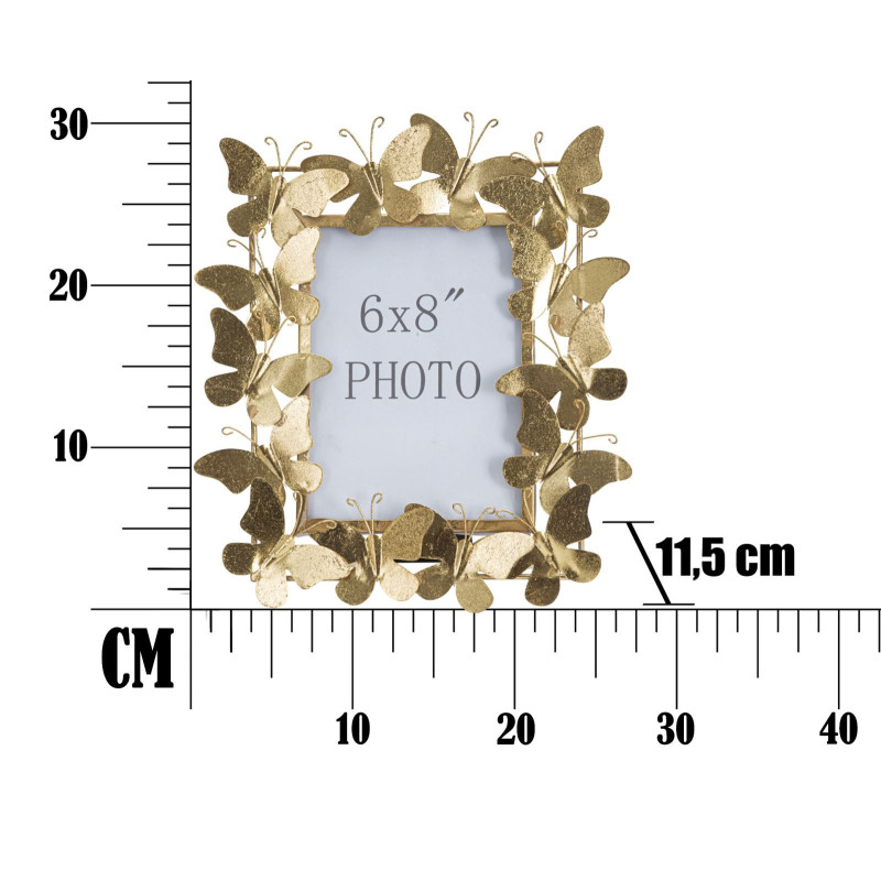 Cadre photo original Papillons en Métal Doré pour photo 15x20 cm Butterfly 