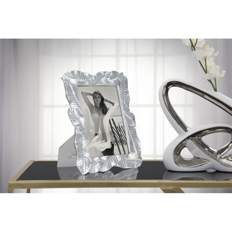 Cadre photo original Feuilles en Résine Argenté pour photo 15x20 cm Lefy 