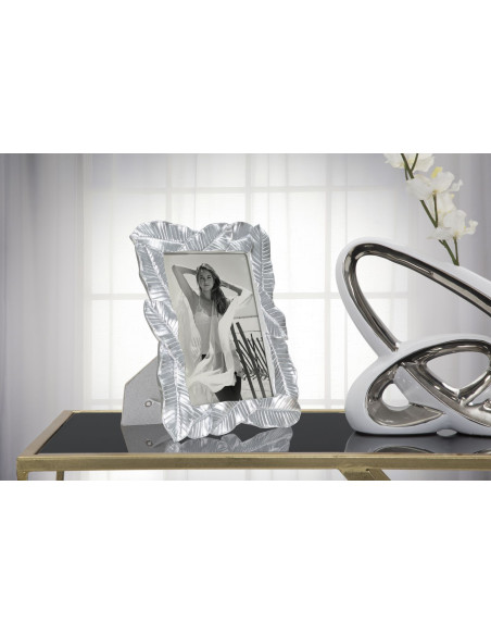 Cadre photo original Feuilles en Résine Argenté pour photo 15x20 cm Lefy 