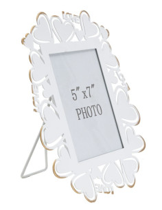 Cadre photo original Coeur Love en Métal Blanc Vieilli pour photo 12x17 cm Yorin 