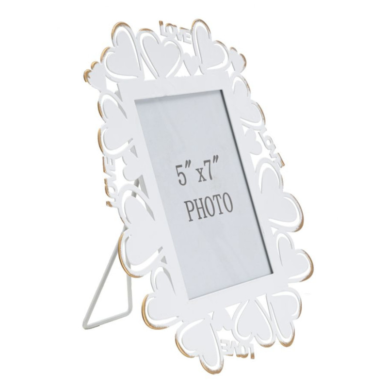 Cadre photo original Coeur Love en Métal Blanc Vieilli pour photo 12x17 cm Yorin 