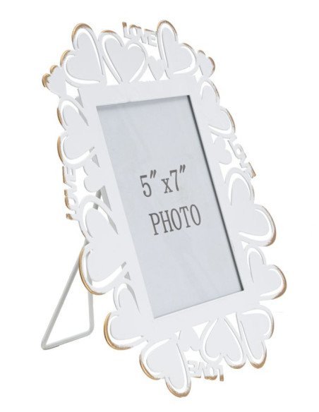 Cadre photo original Coeur Love en Métal Blanc Vieilli pour photo 12x17 cm Yorin 