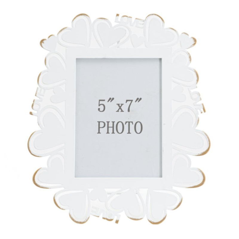 Cadre photo original Coeur Love en Métal Blanc Vieilli pour photo 12x17 cm Yorin 