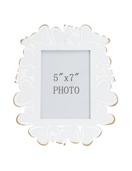 Cadre photo original Coeur Love en Métal Blanc Vieilli pour photo 12x17 cm Yorin 