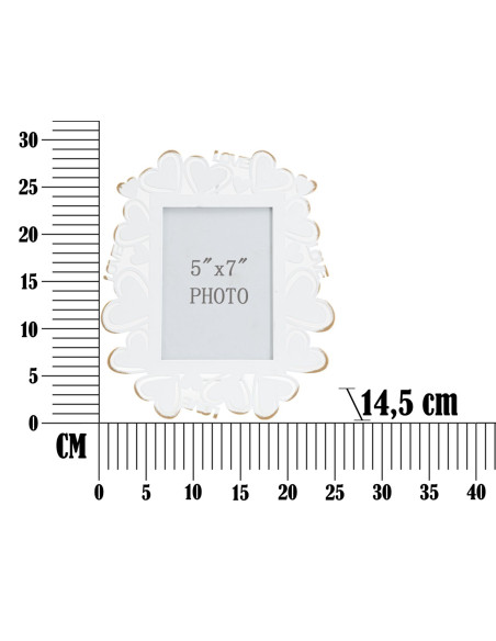 Cadre photo original Coeur Love en Métal Blanc Vieilli pour photo 12x17 cm Yorin 