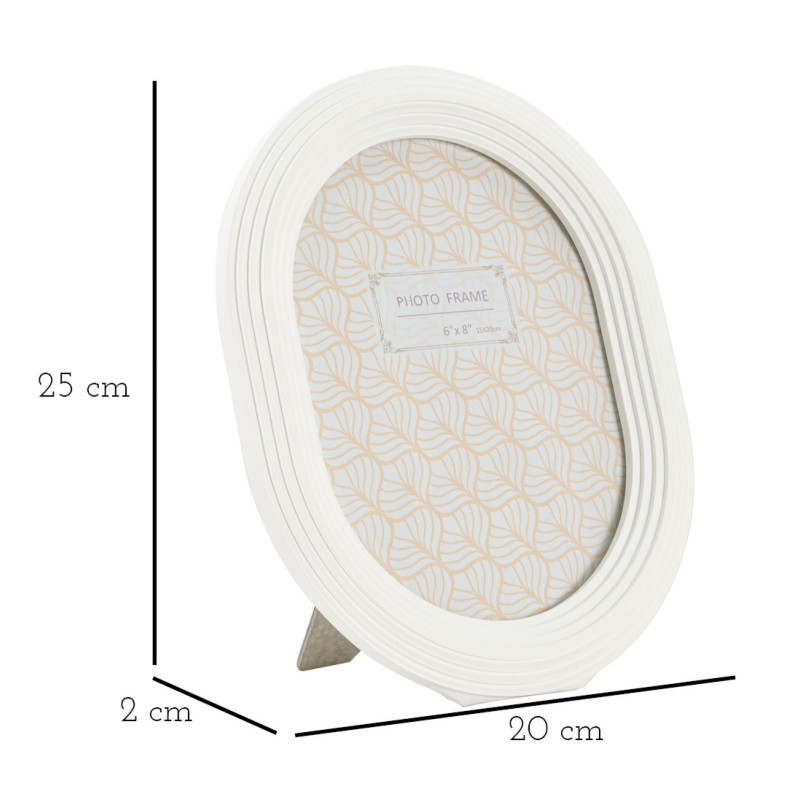 Cadre photo moderne ovale en Résine Blanc pour photo 15x20 cm Ovally 